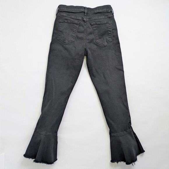 Mother Jeans Cha Cha Fray Women 29 Black Not Guilty Raw Hem 1113-180 Flare - Picture 13 of 13